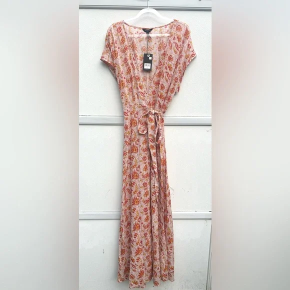 NEW Lucky Brand Maxi Dress Women XL Floral 100% Cotton Wrap Dress Cottagecore - Picture 2 of 13